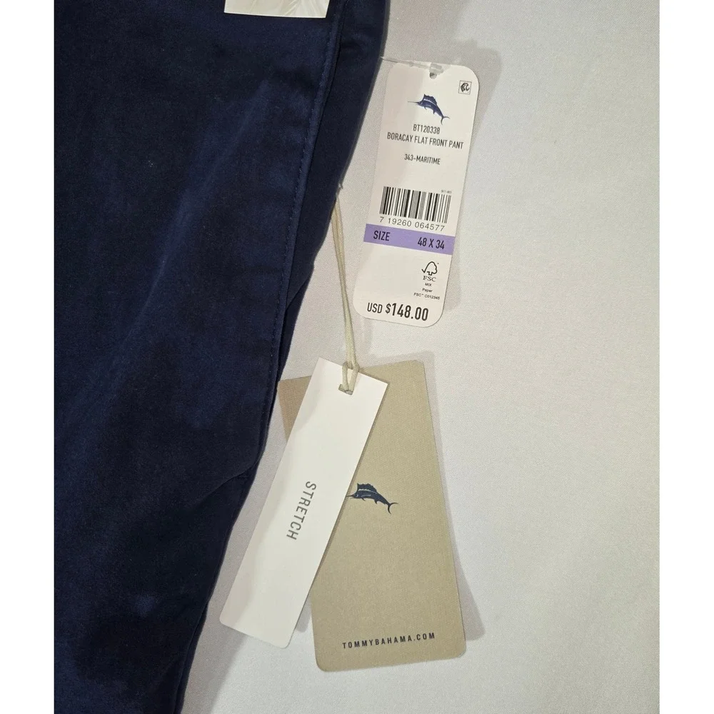 NEW Tommy Bahama Boracay Flat Front Pant Maritime Navy Blue 48x34 BT120338 Mens